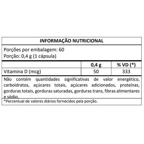 Vitamina D 2000UI (60 caps) - Masterway Suplementos
